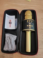 Bonaok Wireless Bluetooth Karaoke Microphone Black and Gold