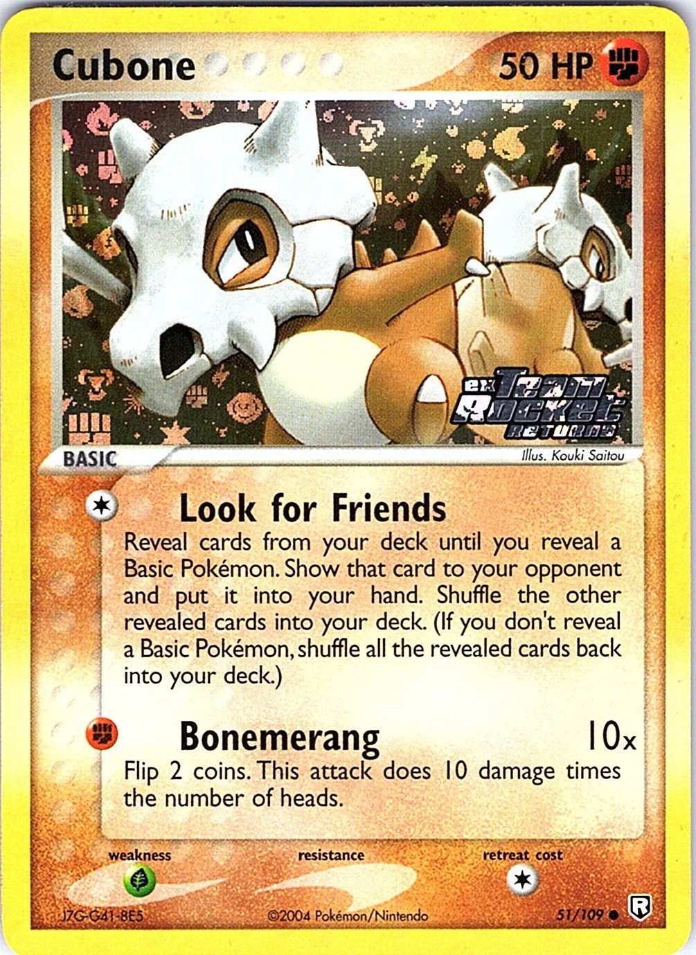 Cubone Reverse Holo Common STAMPED Team Rocket Returns 51/109 NM