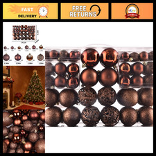 Shatterproof Christmas Tree Ornaments Set - 100 Brown Xmas Balls for Holiday Dec