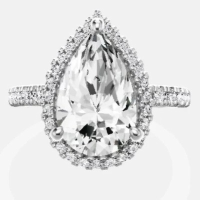 CVD Verlobungsring Birne Diamant IGI Lab Grown 14k Weißgold 3,56 Ct E F VVS2