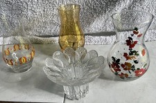Set kleine Vasen Glas DDR transparent - Retromuster 1970er+1 Kerzenhalter Medea