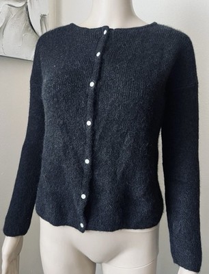 LA MAILLE SEZANE Paris Crop Mohair / Alpaca Cardigan Sweater Knit Preppy sz XS