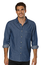 Blue Generation BG8207 Men  s Long Sleeve Untucked Denim Shirt