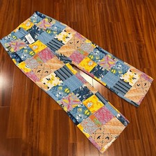 CIDER Patchwork Pants Multicolor Lightweight Straight Leg Side Zip New NWT Sz L