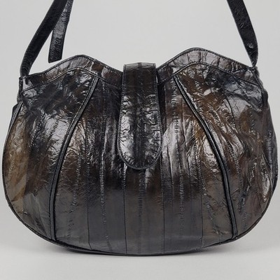 Vintage Black Eel Skin Purse w/ Bow Design Genuine Eel Skin - Seoul Korea