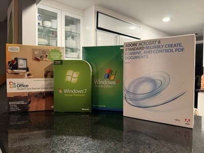Lot Of Windows 7, Windows XP, Office-S And T Edition 2003, And Adobe Acrobat 8
