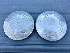 Vintage 1940s Ford Dog Dish Hubcaps Oval Script Center Caps Pair Oem Rat Rod