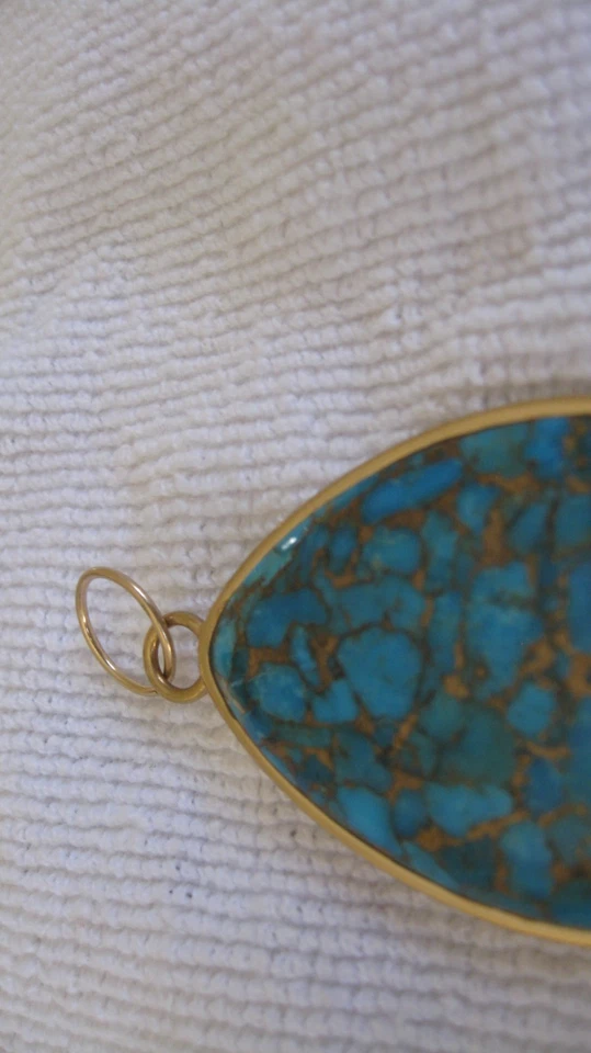 Colgante grande de piedra genuina de bronce BARSE Foto 4 de 4