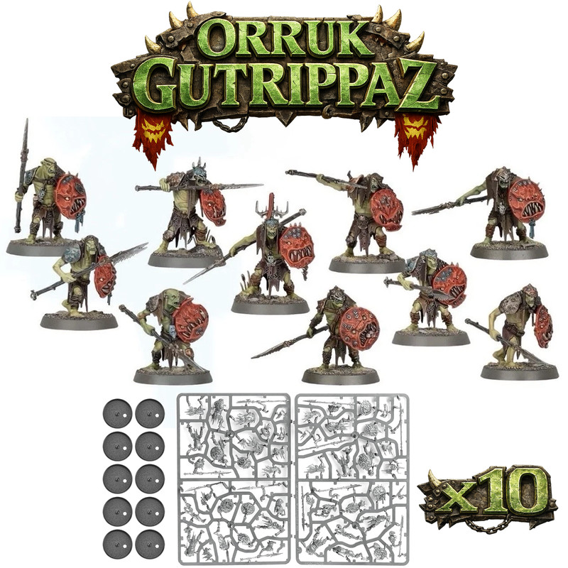 Warhammer Age of Sigmar - Orruk Warclans Gutrippaz x 10 New on Sprues Easy Build