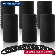 120PCS DWKFEOQ Black Hair Ties for Women Girls, Elastic Ponytail Holders, Cotton