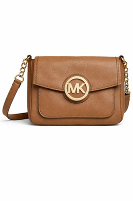Michael Kors MARGO Leather Messenger Crossbody Bag Brown Rose Gold 38H3XMOM1L