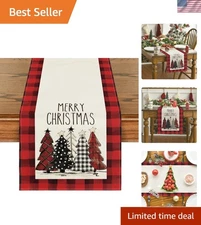 Festive 13x72 Inch Red and Black Buffalo Plaid Table Runner for Holiday Charm