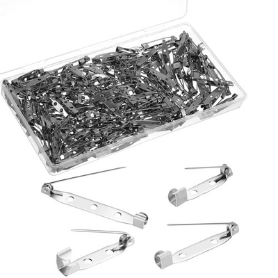 #ad 200 PCS Brooch Pin Backs for Crafts 4 Sizes Silver Metal Flat Back Safety Pi $8.80