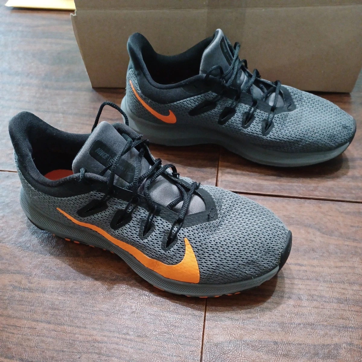 Nike Quest 2 SE Grey Black Orange Cushioned Neutral Running Shoes Mens Sz 8