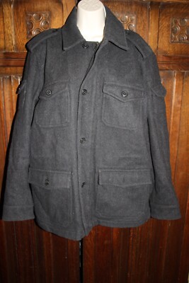Old Navy wool coat jacket mens M boys L charcoal black military | eBay