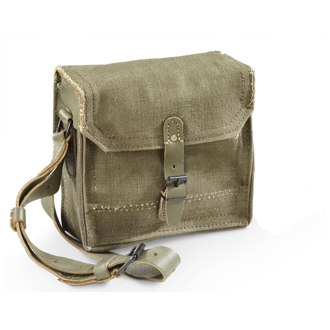 Vintage small 1950s French army canvas messenger shoulder Vintage small 1950s French army canvas messenger shoulder