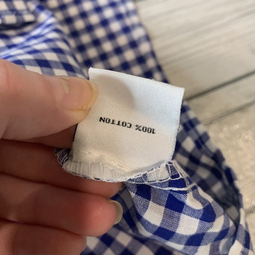 Go Coco Cottagecore Dress Blue Gingham Knee Length Size XL Button & Tie Front - Picture 11 of 12