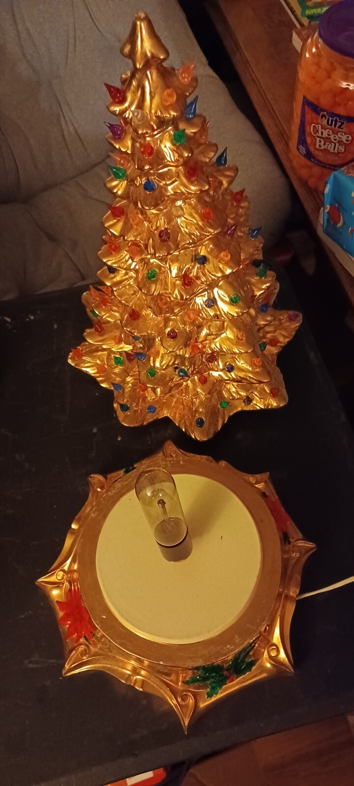 Vintage Ceramic Christmas Tree Gold color Byron Mold 1972 22" tall eBay