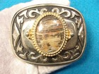Excellent Older Vtg 1970s Era Gold Toned Men'S Belt Buckle: Fascinating Stone