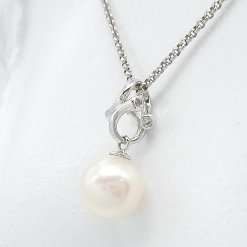 Georg Jensen Magic Pearl 10mm Diamond 4P 18k White Gold Pendant Necklac w/ Case - Picture 4 of 10