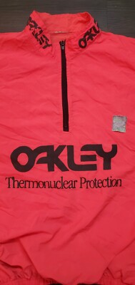 ジャケット・アウター Oakley Neon Zip Windbreaker Jacket 90s Oakley Thermonuclear Protection Surf Style Windbreaker - One