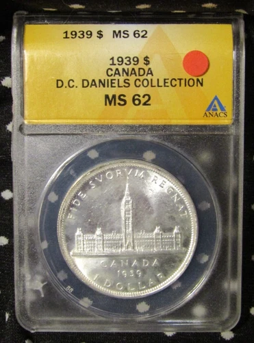 1939 CANADA SILVER $1 DOLLAR...ANACS MS-62..D.C. DANIELS COLLECTION