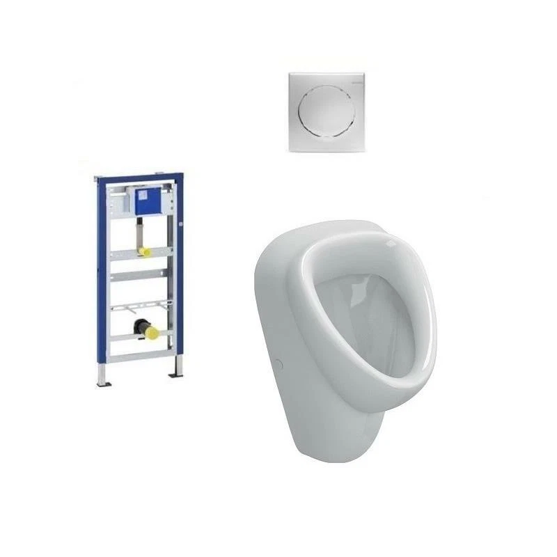 Geberit / Vitra Urinal Set Duofix Basic Vorwandelement HyBasic Handauslöser