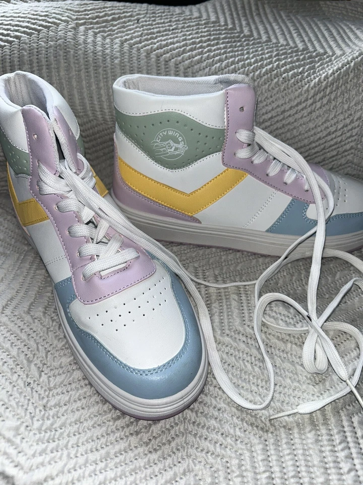 Pony город крылья Hi туфли пастель белый многоцветный PP2 кроссовки высоты женщин 9 М - Изображение 2 из 4