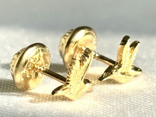18k solid real gold earrings: Hummingbird earrings • screw back - Picture 4 of 8