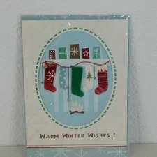 Paper Magic Group Christmas Greeting Card Warm Winter Wishes Raised Stockings