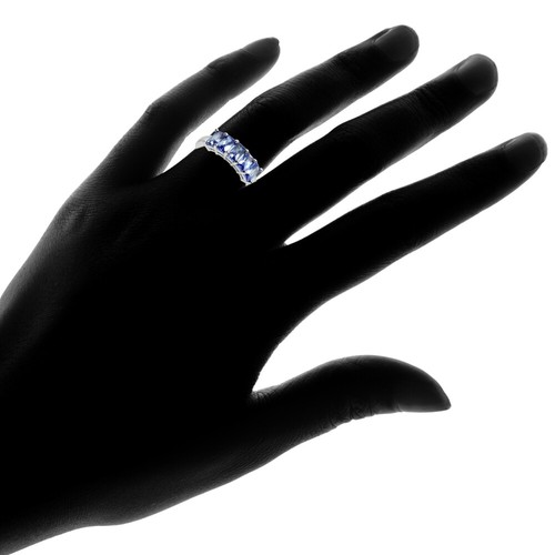 5x3mm Octagon-Cut Simulated Tanzanite Sterling Silver Five Stone Ring, Size 6 - Picture 2 of 3