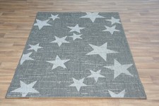 Grey Stars Rug 120cm x 170cm Flat Weave Hard Wearing Rug (283) In/Out Door Rug