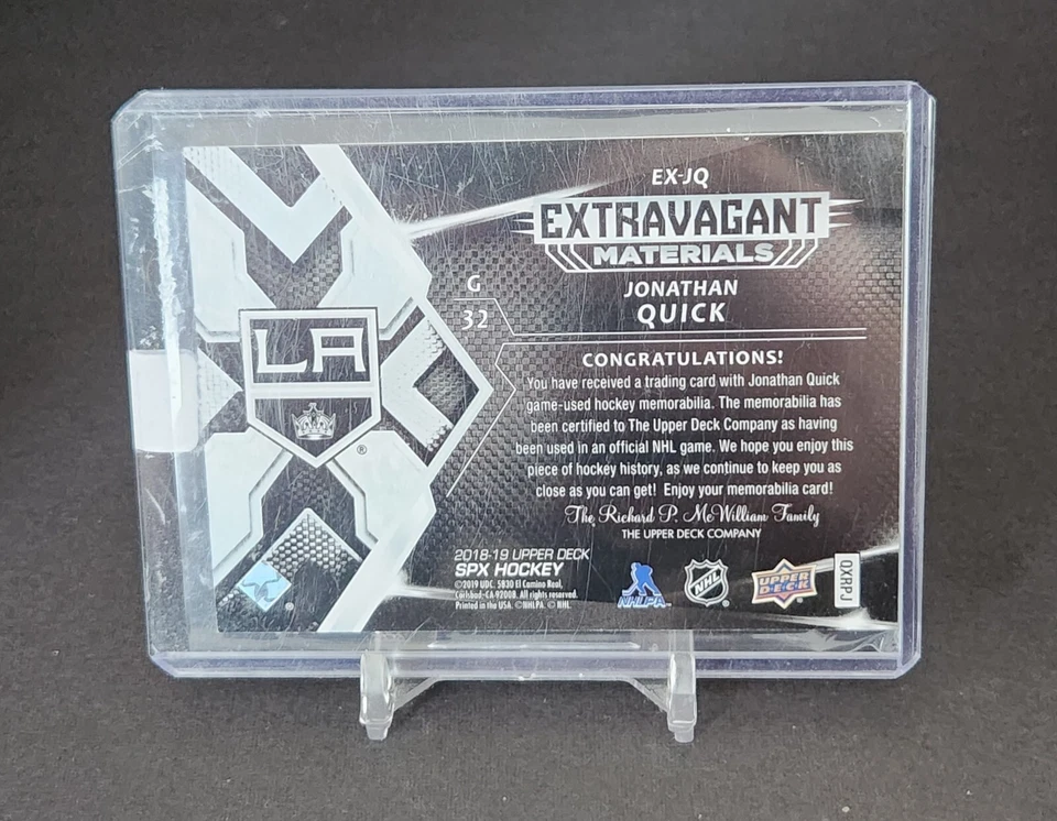 2018/19 SPx Extravagant Materials Jersey #EX-JQ Jonathan Quick  - Image 2 of 2