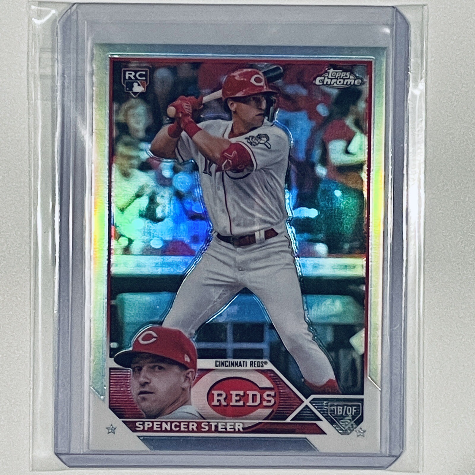 Spencer Steer 2023 Topps Chrome Refractor Rookie RC Card #146