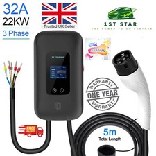 22kW Home EV Charger [Type 2] 5 METRE Cable (BLACK)