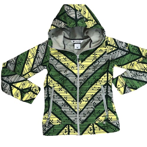 Columbia Jacket Hiking Youth 14/16 Green & Yellow Outdoors Full Zip Omni Shield