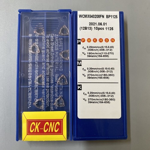 WCMX040208FN BP1125 10 piezas Inserto de perforación de carburo de taladro en U Estilo WC Mira telescópica 21-24,5 - Imagen 4 de 5