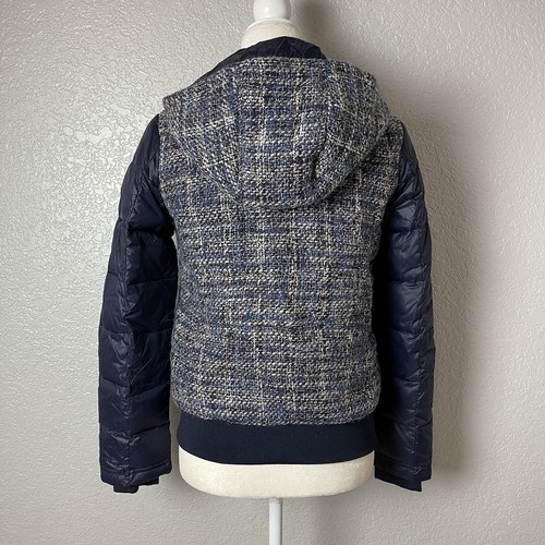 NWT Members Only Hooded Tweed Down Jacket Navy Blue Sz S $198 - Picture 4 of 12
