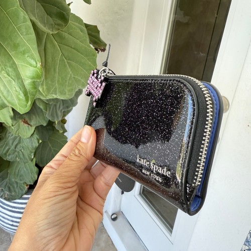 Space Invaders X Kate Spade Glitter Patent Small Slim Bifold Wallet KI755 - Picture 4 of 14