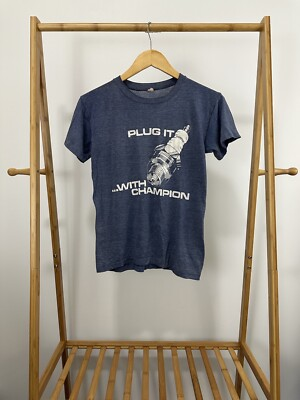 #ad #ad VTG 70s Plug It With Champion Spark Hot Rod Barns Faded Paper Thin T Shirt S $269.95