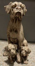 Large Boxer Dog  With Puppies Figurine Sculpture Statue Resin - Rare & Numbered