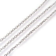 50m/Roll Stainless Steel Soldered Flat Oval Cable Chains with Spool 3x2x0.5mm