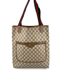 Vintage Gucci Gg Tote Bag Sherry Line Pvc Leather Brown Authentic
