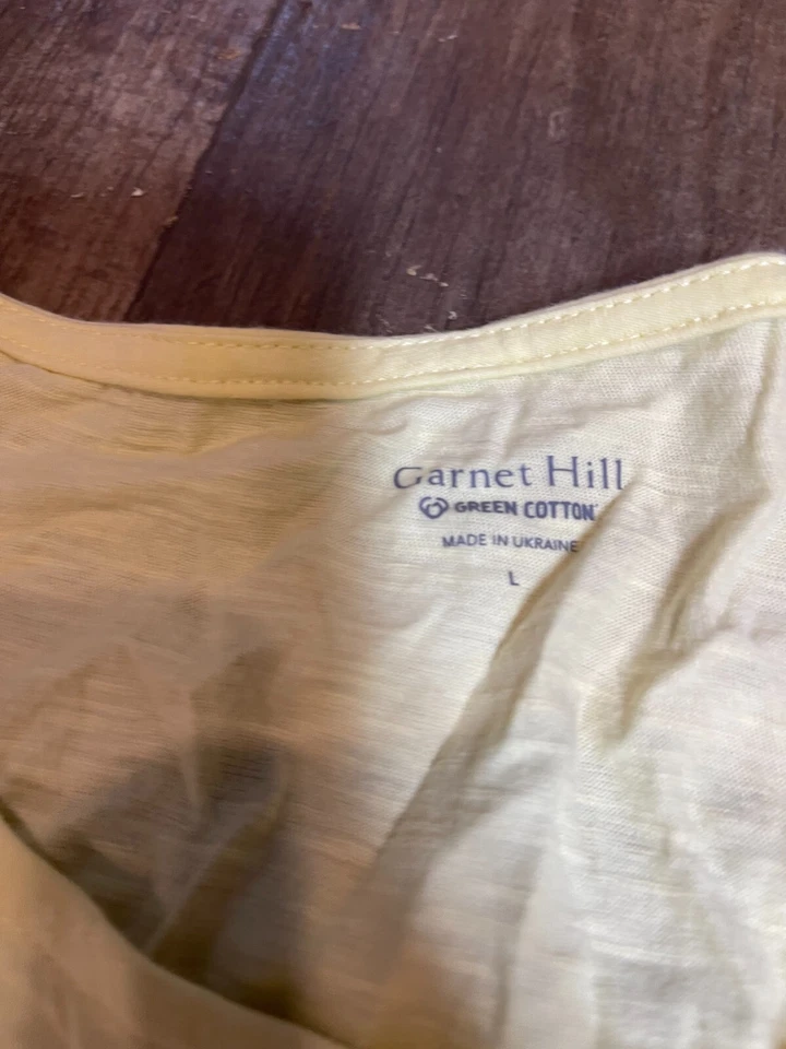 Garnet Hill Shirt Womens Large L Top Yellow Long Sleeve Top Blouse Pull Over - Image 2 of 4