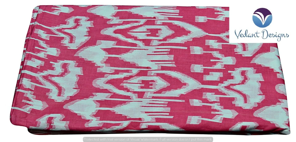 Tela de algodón indio bloque de 5 yardas Ikat suelta rosa artesanía para correr Foto 4 de 4