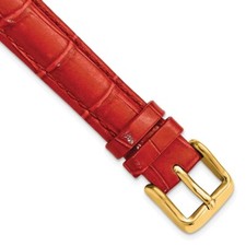 DeBeer 14mm Red Crocodile-Style Grain Chrono Gold-tone Buckle Watch Band