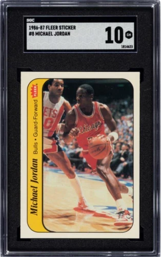 1986 Fleer Sticker Michael Jordan Rookie #8 SGC Gem Mint 10 RARE