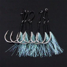 20Pcs Fishing Single Double Barbed Assist Hooks Metal Jig Lure Hooks Saltwater