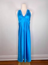 Jones New York - Blue Nightgown Satin-Like Slip Dress This deep blue, long mid