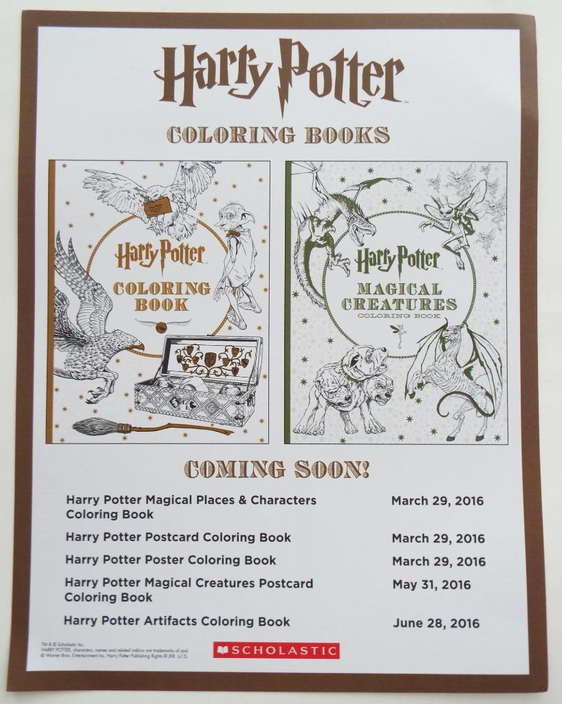 Rare HARRY POTTER Promotional One Sheet For Scholastic Coloring Books 8 ...
